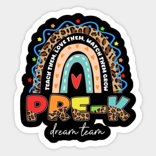 PreK Dream Team Leopard Rainbow Teacher Squad Back To School Sticker